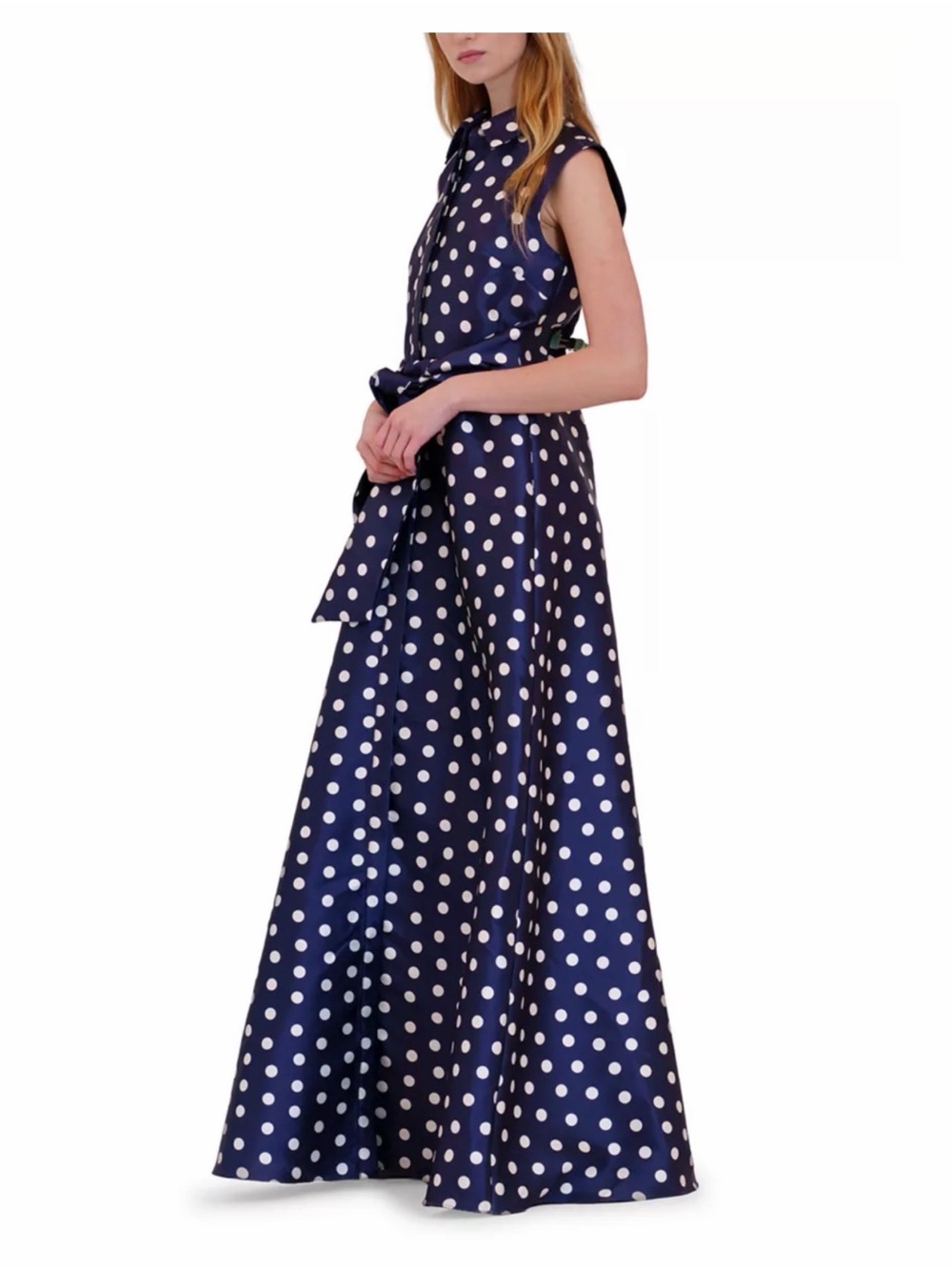 JULIA JORDAN SLEEVELESS POLKA DOT MAXI DRESS COLOR NAVY SIZE 6 NWT - Picture 3 of 13